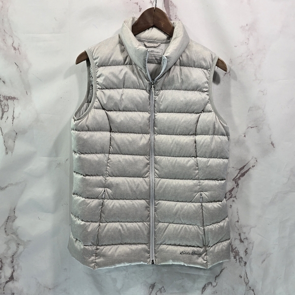 Eddie Bauer Vest Womens Medium Gray Down Puffer Insulated 650 FP Fill Cirrus - Picture 1 of 9